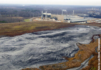 Coal Ash pond at Buck Steam Station, photo by Les Stone/Greenpeace